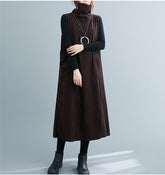 Women Retro Padded High Neck Sleeveless Dress
